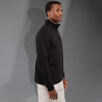 Hudson Ribbed Quarter Zip Sweater for Men Embroidery - Black - Right Side On Model 2