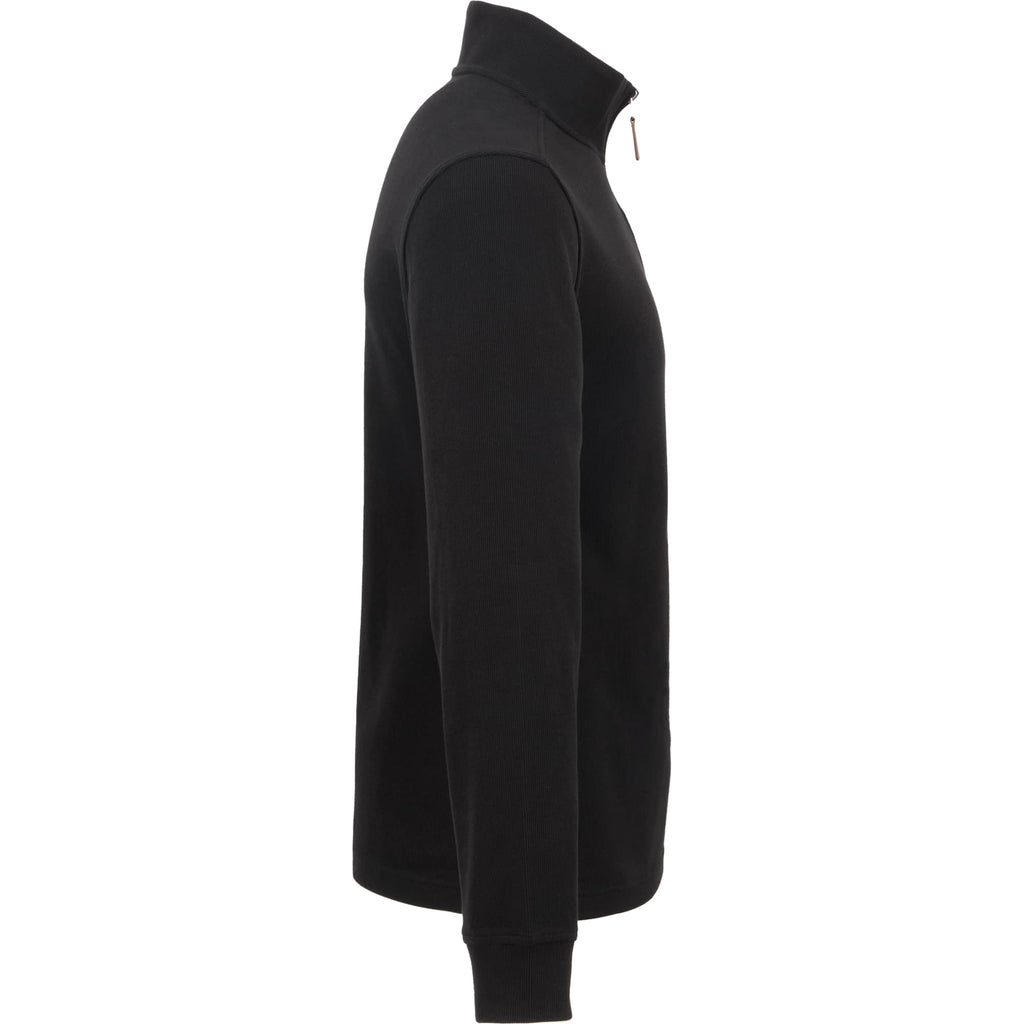 Hudson Ribbed Quarter Zip Sweater for Men Embroidery - Black - Right Side