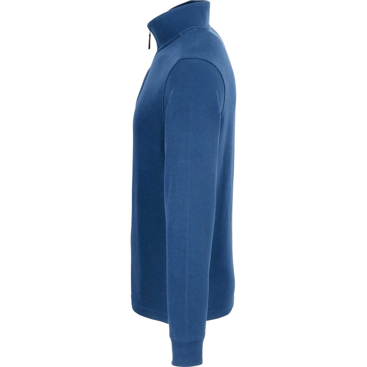 Hudson Ribbed Quarter Zip Sweater for Men Embroidery - Denim - Left Side