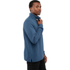 Hudson Ribbed Quarter Zip Sweater for Men Embroidery - Denim - Right Side On Model