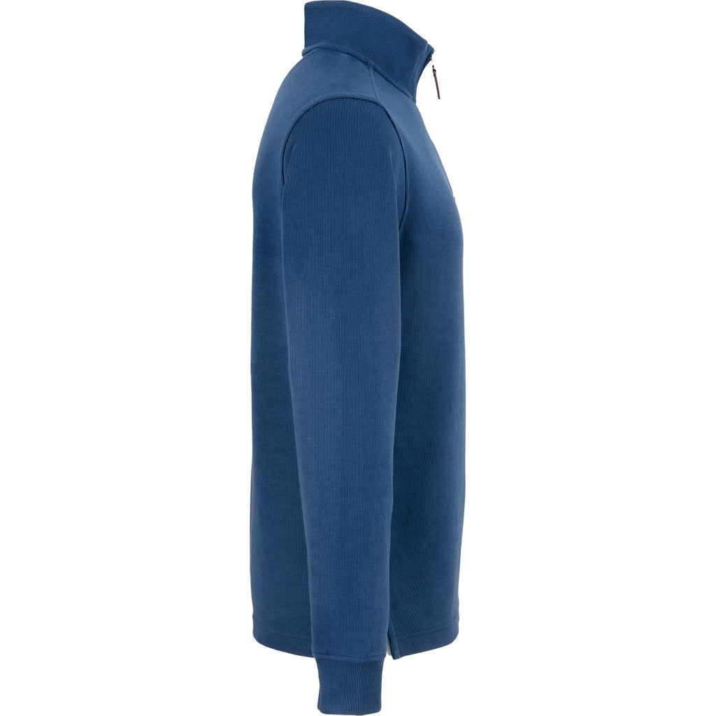 Hudson Ribbed Quarter Zip Sweater for Men Embroidery - Denim - Right Side