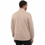 Hudson Ribbed Quarter Zip Sweater for Men Embroidery - Tan - Back On Model