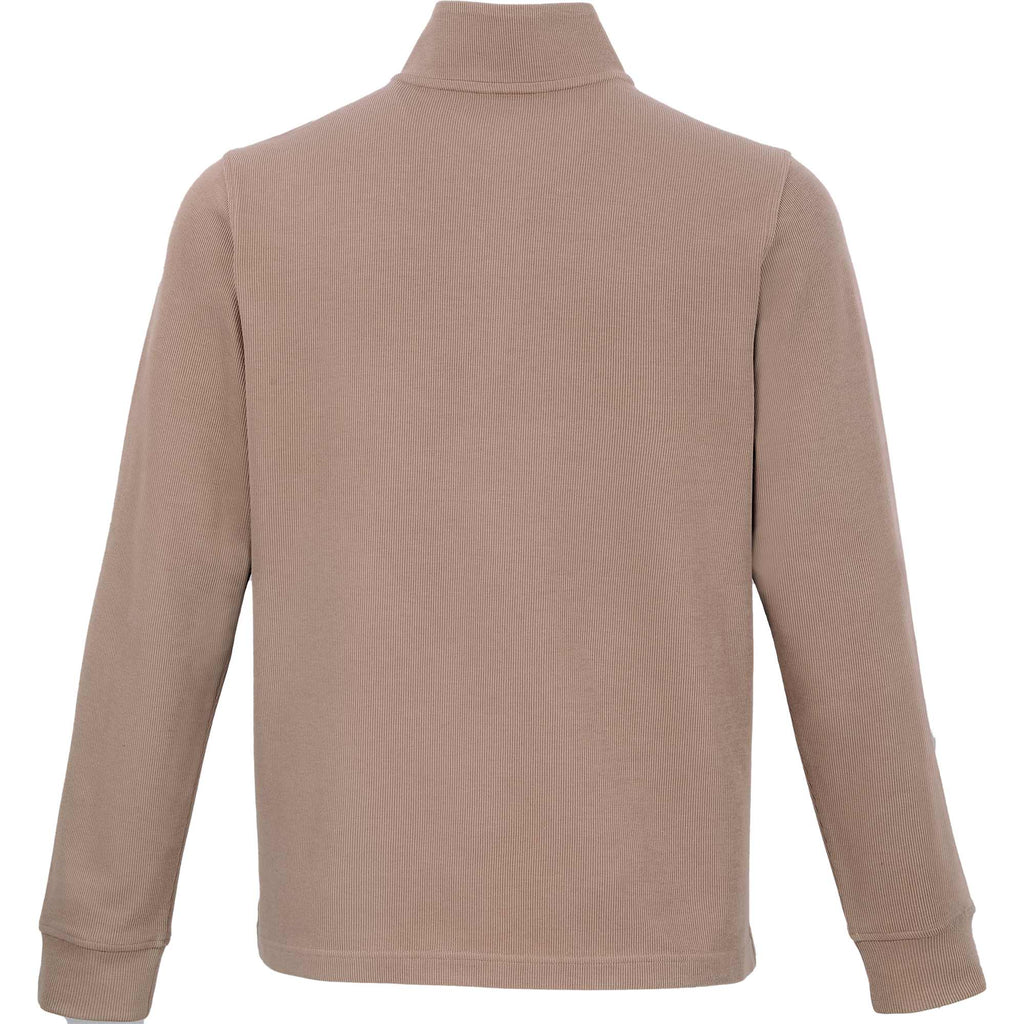 Hudson Ribbed Quarter Zip Sweater for Men Embroidery - Tan - Back