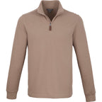 Hudson Ribbed Quarter Zip Sweater for Men Embroidery - Tan - Front