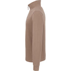 Hudson Ribbed Quarter Zip Sweater for Men Embroidery - Tan - Left Side