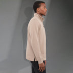 Hudson Ribbed Quarter Zip Sweater for Men Embroidery - Tan - Right Side On Model 2