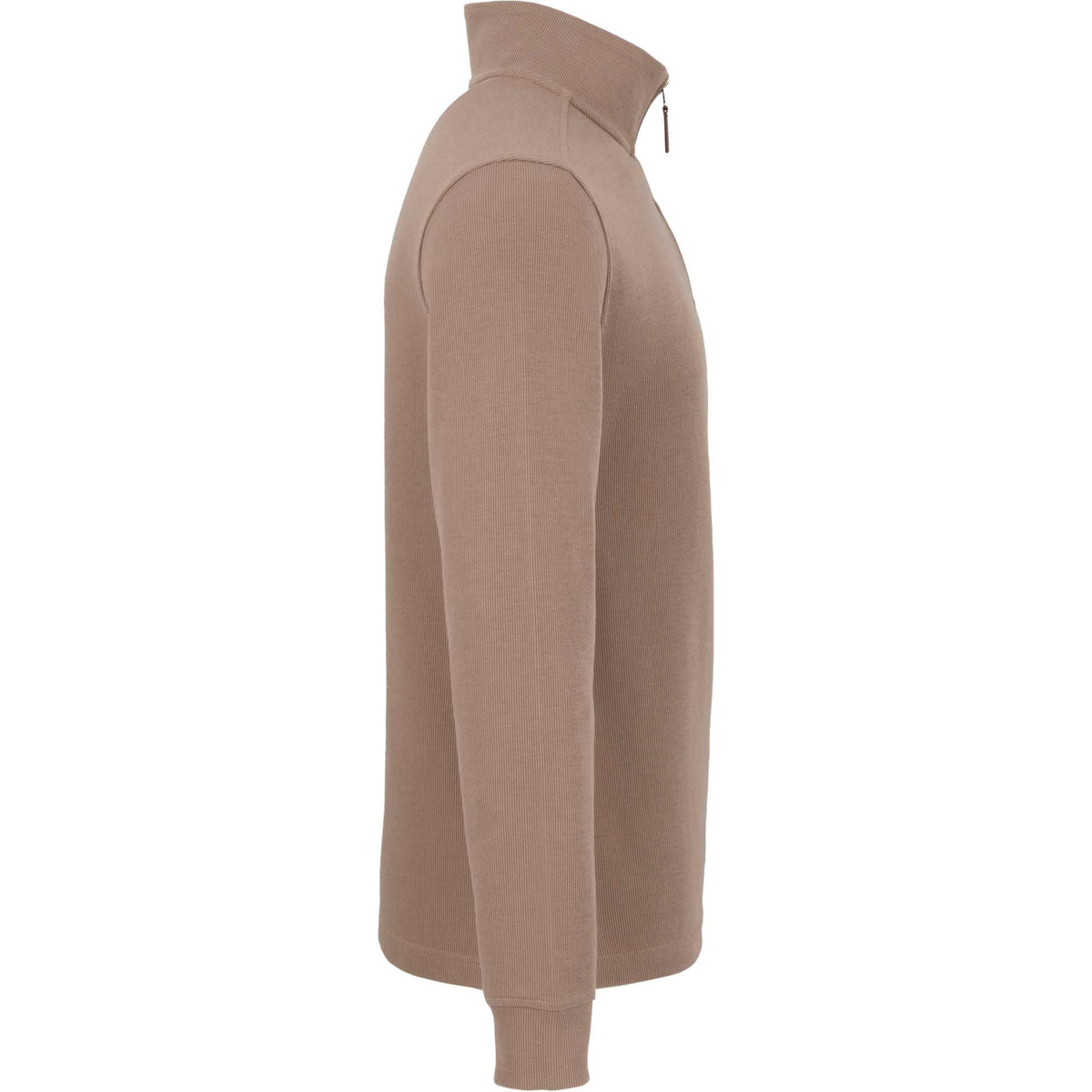 Hudson Ribbed Quarter Zip Sweater for Men Embroidery - Tan - Right Side