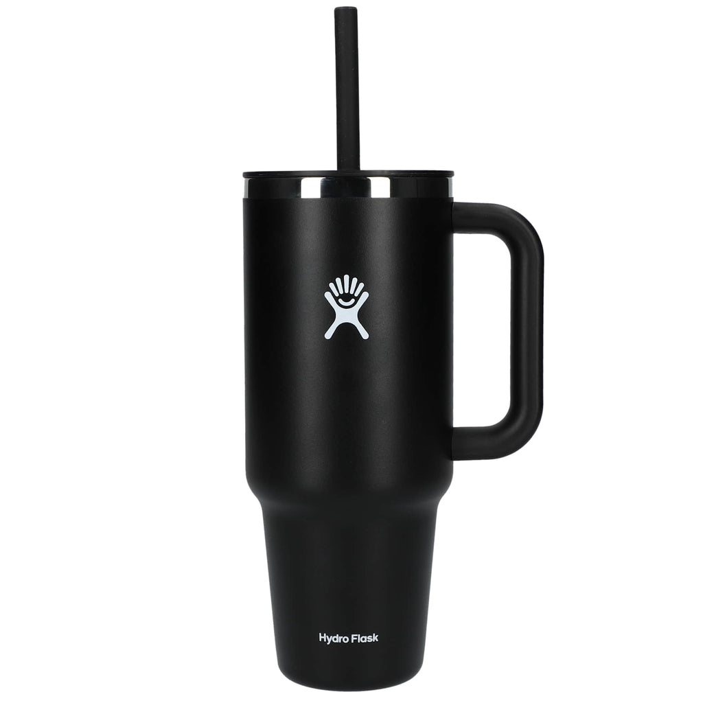 Hydro Flask All Around Travel Tumbler with Straw, 40 oz Laser Engraving - Black - Back 2