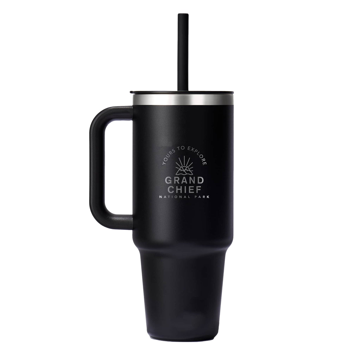 Hydro Flask All Around Travel Tumbler with Straw, 40 oz Laser Engraving - Black - Back