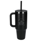 Hydro Flask All Around Travel Tumbler with Straw, 40 oz Laser Engraving - Black - Front 2