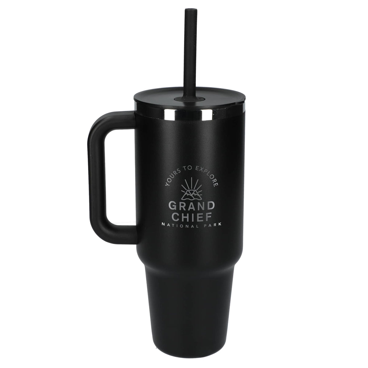 Hydro Flask All Around Travel Tumbler with Straw, 40 oz Laser Engraving - Black - Front 2