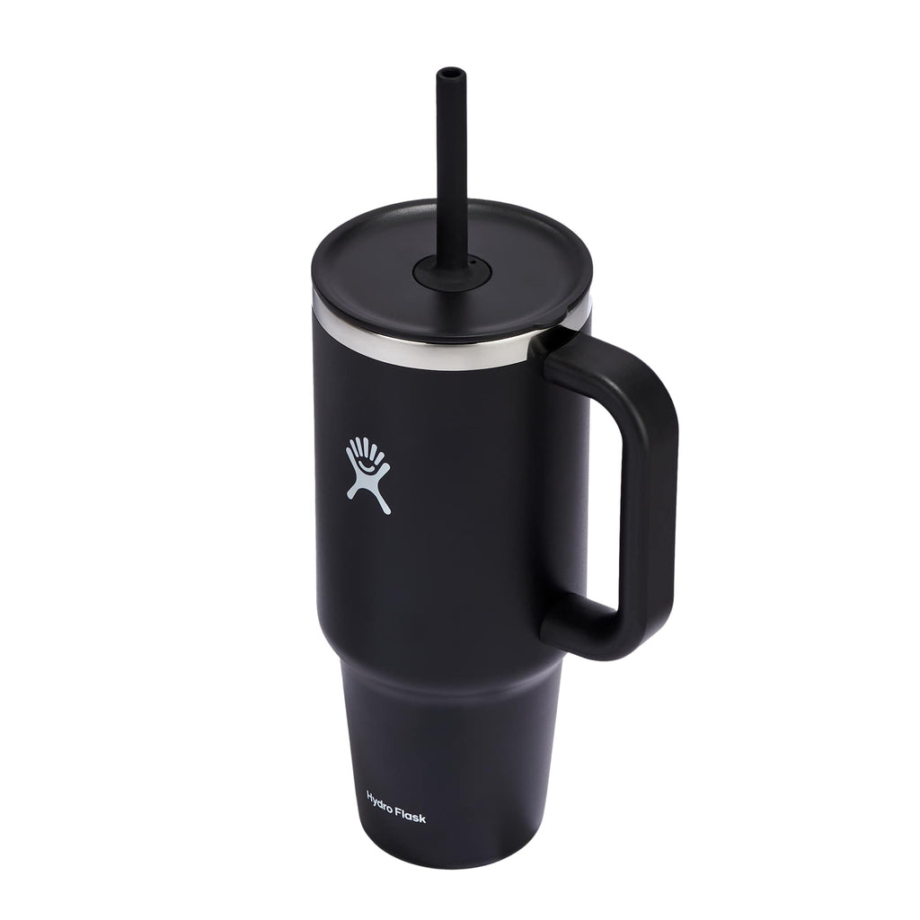 Hydro Flask All Around Travel Tumbler with Straw, 40 oz Laser Engraving - Black - Left Angle 3