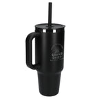 Hydro Flask All Around Travel Tumbler with Straw, 40 oz Laser Engraving - Black - Left Angle