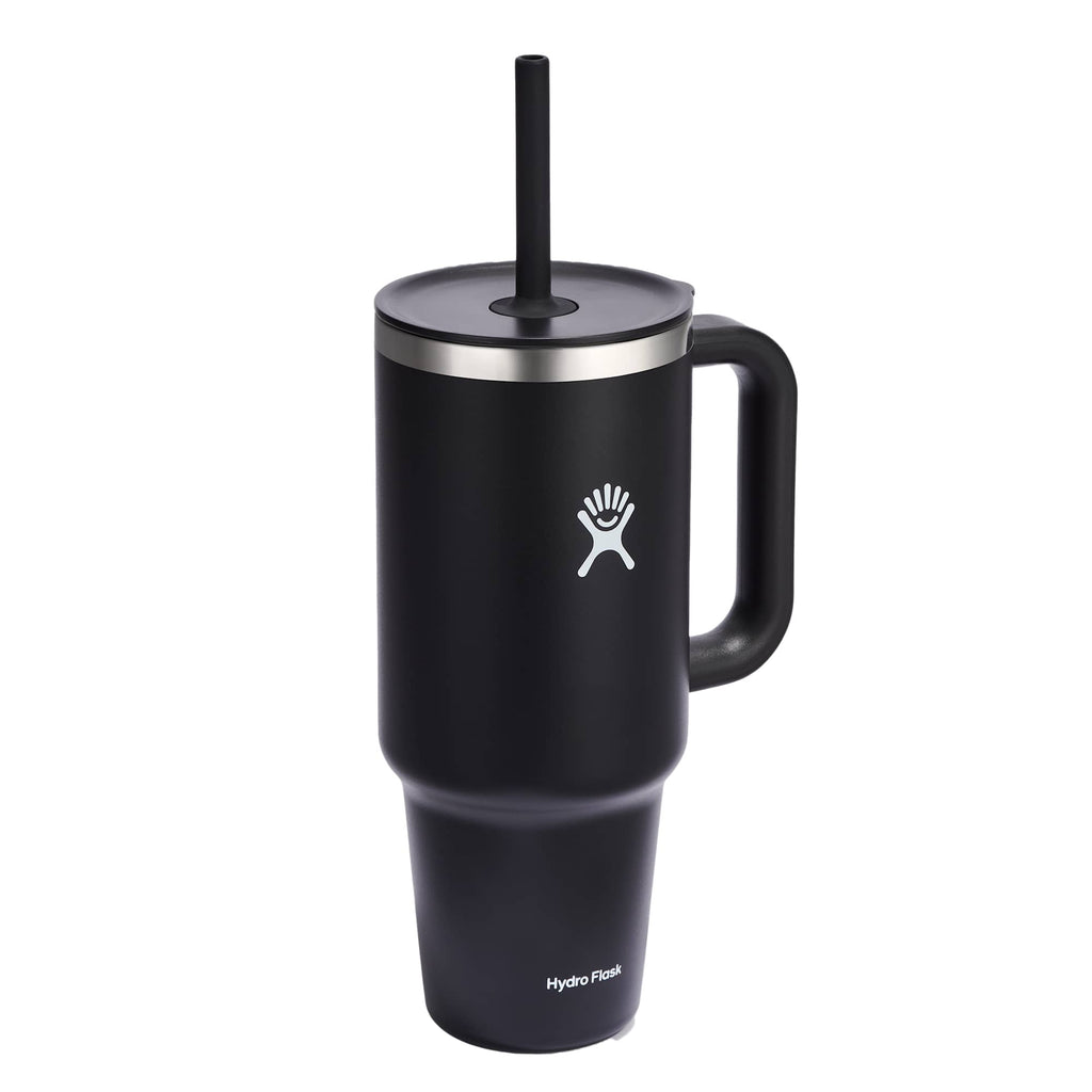 Hydro Flask All Around Travel Tumbler with Straw, 40 oz Laser Engraving - Black - Right Angle