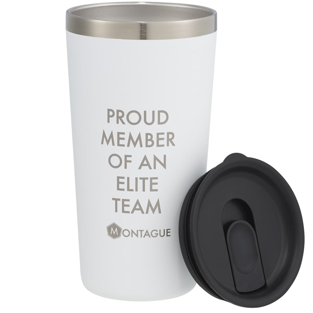 Hydro Flask All Around Tumbler with Press-In Lid, 20 oz Laser Engraving - White - Front 2