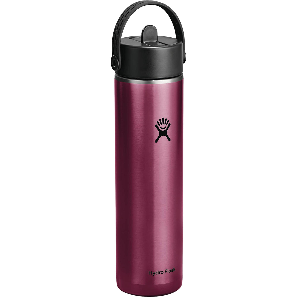 Hydro Flask Lightweight Wide Mouth Bottle with Flex Straw, 24 oz Full Color - Garnet Red - Right Angle
