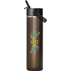 Hydro Flask Lightweight Wide Mouth Bottle with Flex Straw, 24 oz Full Color - Obsidian - Front