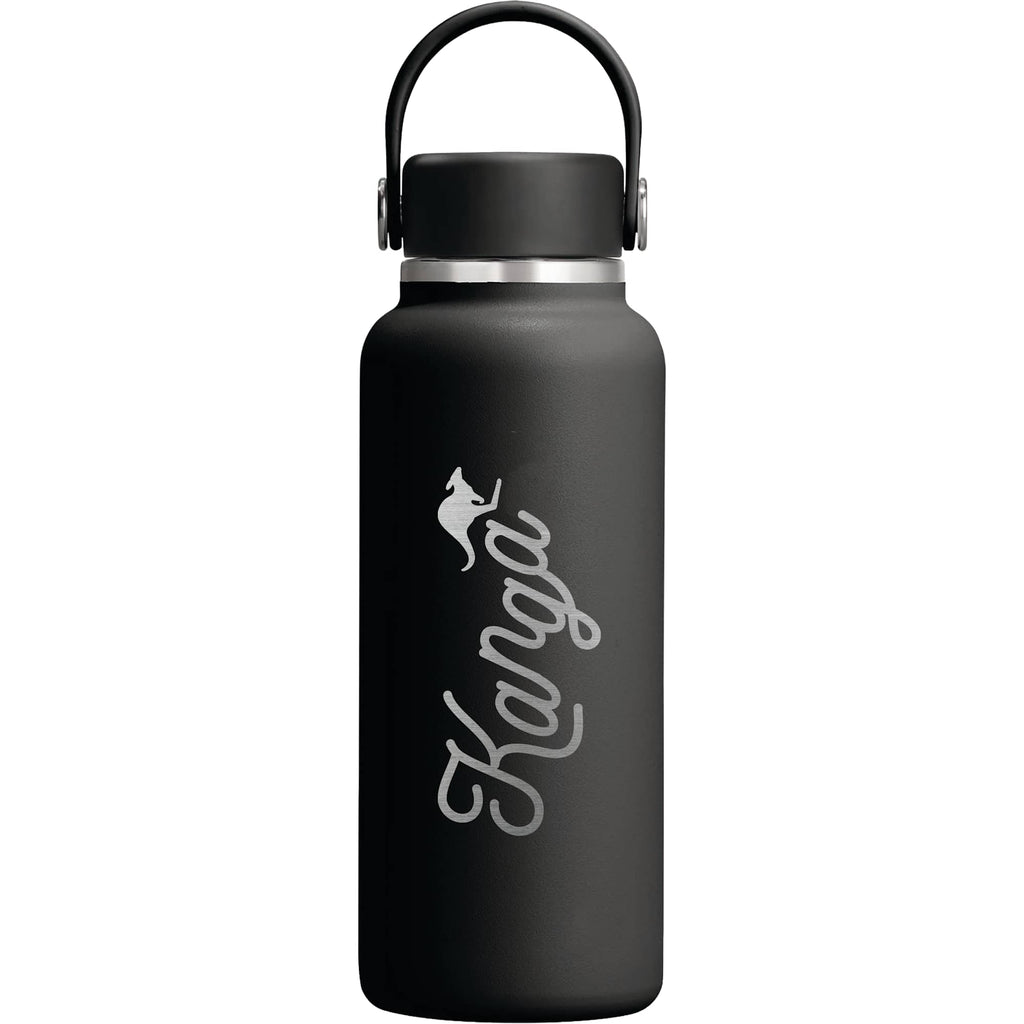 Hydro Flask Micro Hydro Mini Bottle with FlexClip, 13.5 oz Laser Engraving - Black - Front