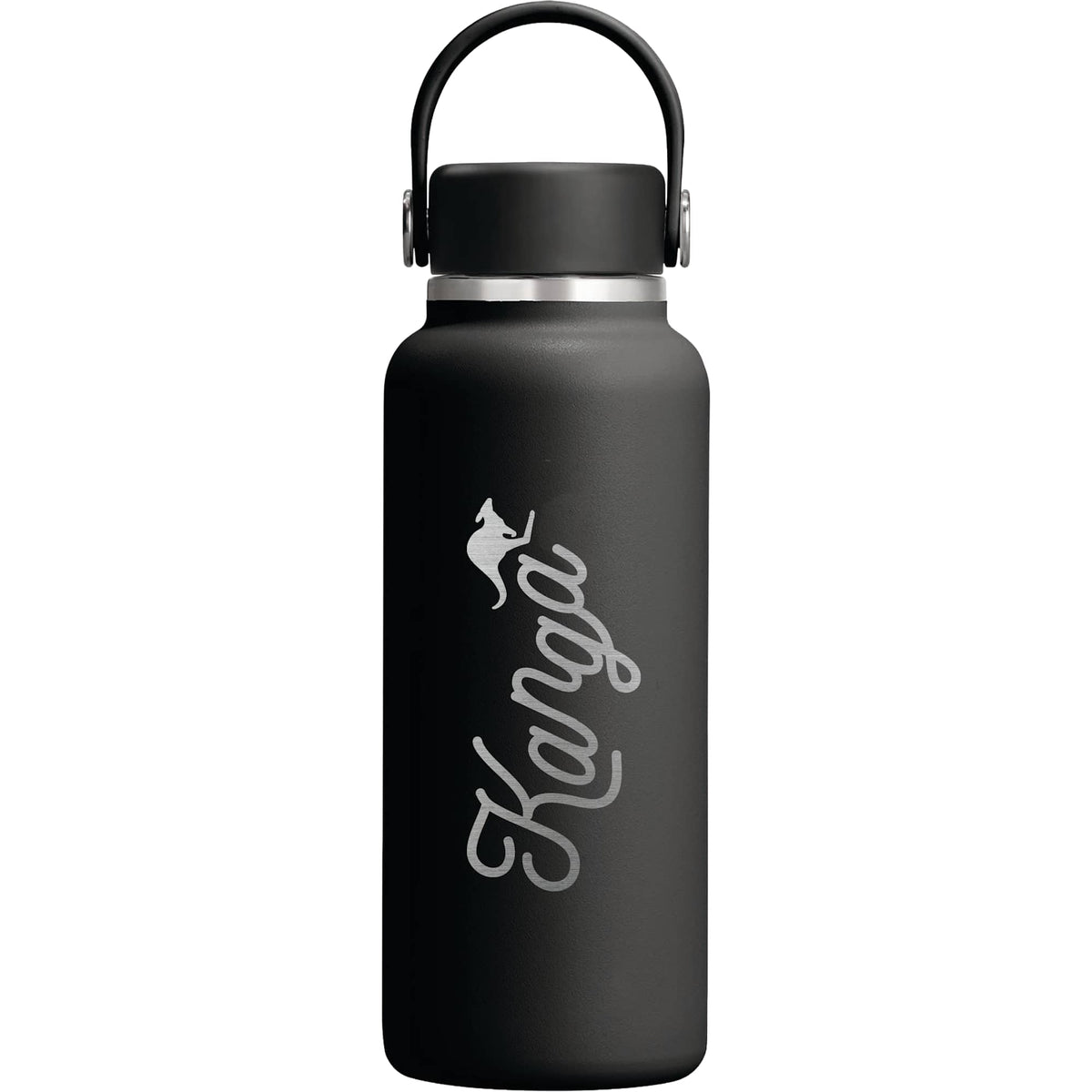 Hydro Flask Micro Hydro Mini Bottle with FlexClip, 13.5 oz Laser Engraving - Black - Front