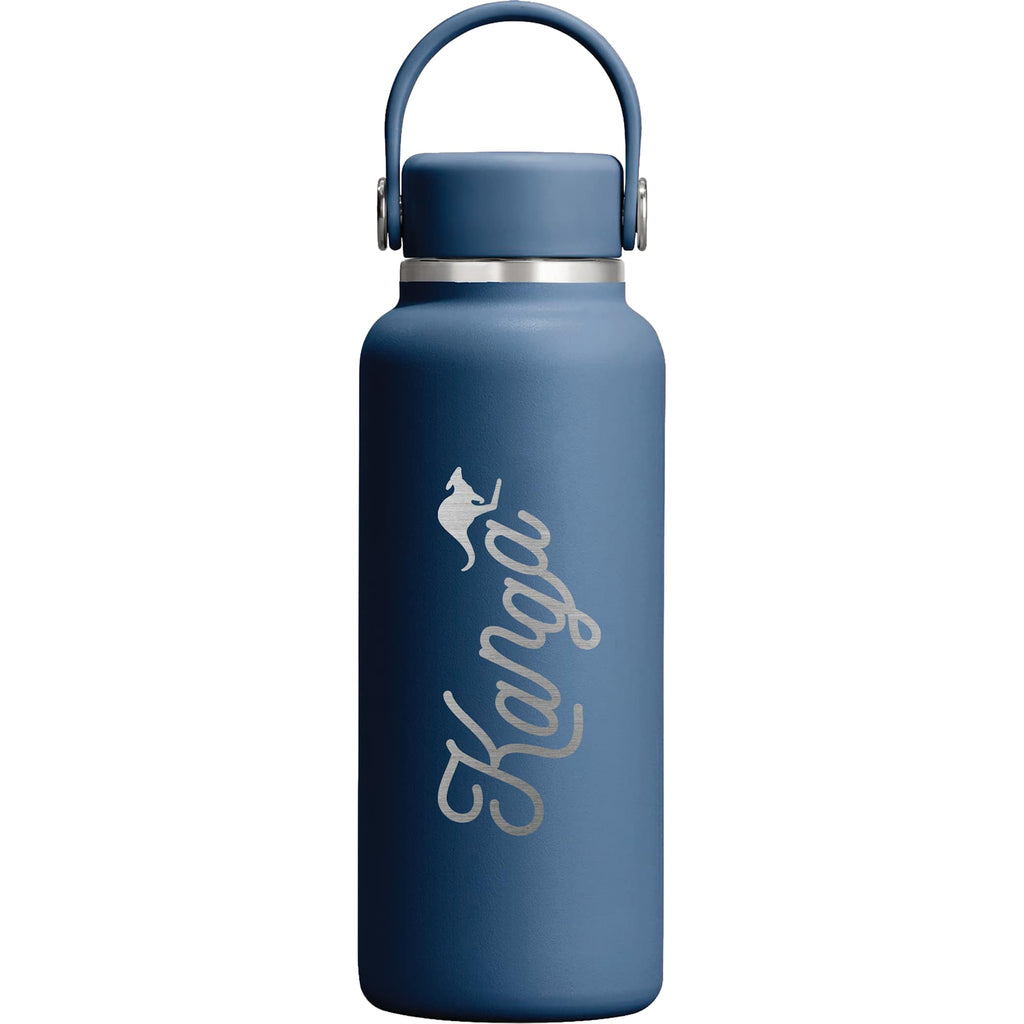 Hydro Flask Micro Hydro Mini Bottle with FlexClip, 13.5 oz Laser Engraving - Harbor Blue - Front