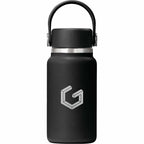 Hydro Flask Micro Hydro Mini Bottle with FlexClip, 6.7 oz Laser Engraving - Black - Front