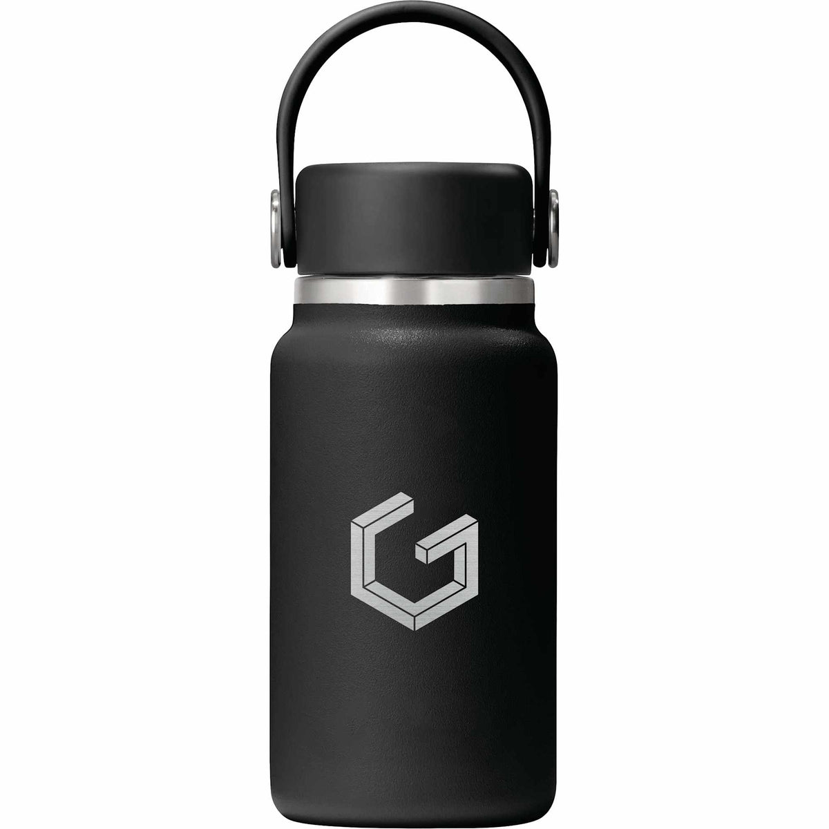 Hydro Flask Micro Hydro Mini Bottle with FlexClip, 6.7 oz Laser Engraving - Black - Front