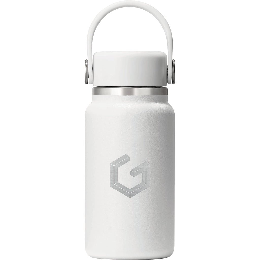 Hydro Flask Micro Hydro Mini Bottle with FlexClip, 6.7 oz Laser Engraving - White - Front