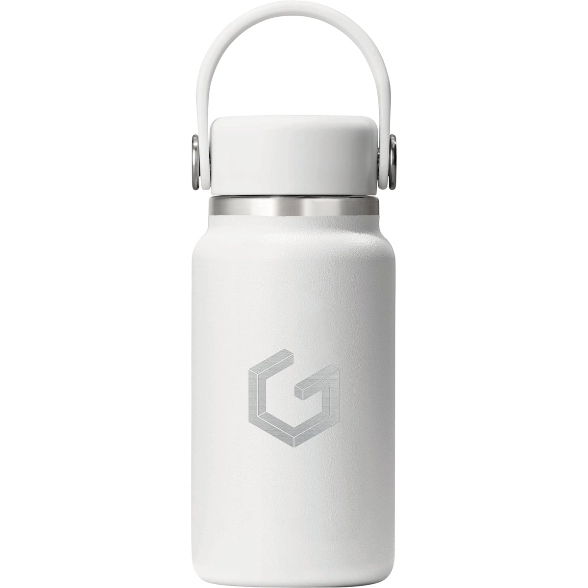 Hydro Flask Micro Hydro Mini Bottle with FlexClip, 6.7 oz Laser Engraving - White - Front