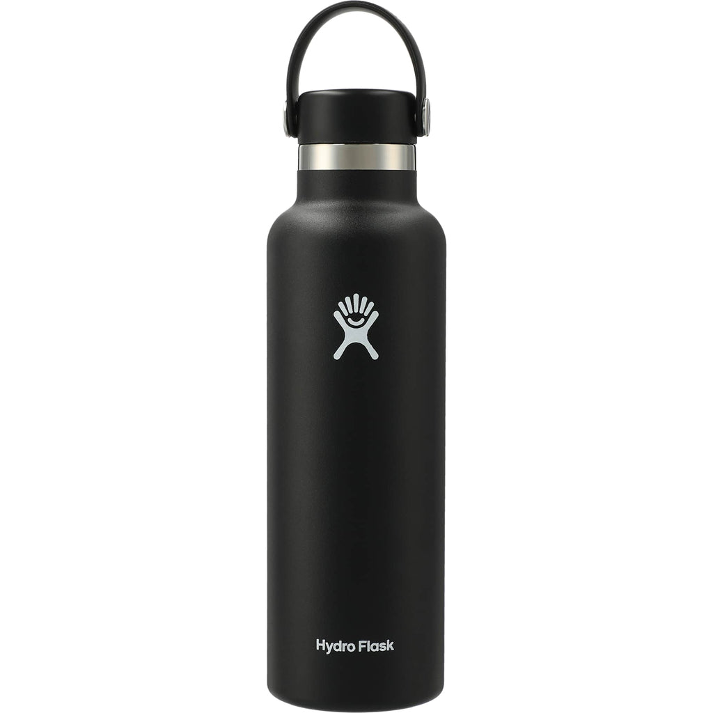 Hydro Flask Standard Mouth Bottle with Flex Cap, 21 oz Laser Engraving - Black - Back