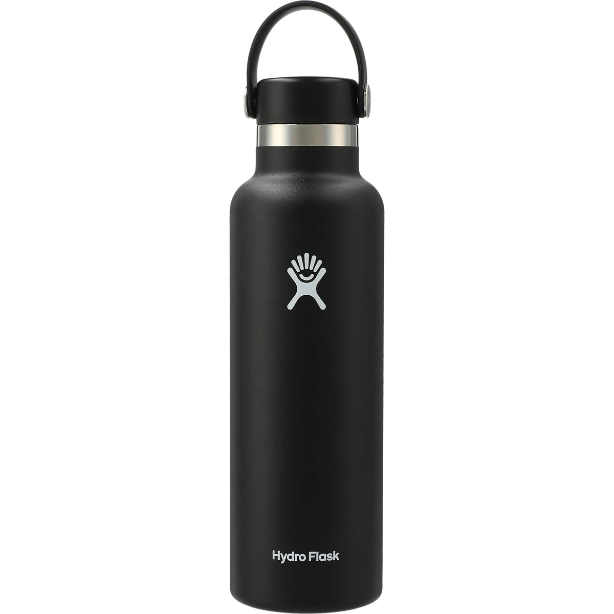 Hydro Flask Standard Mouth Bottle with Flex Cap, 21 oz Laser Engraving - Black - Back