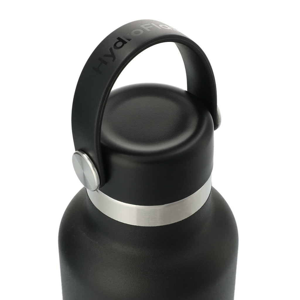 Hydro Flask Standard Mouth Bottle with Flex Cap, 21 oz Laser Engraving - Black - Right Angle