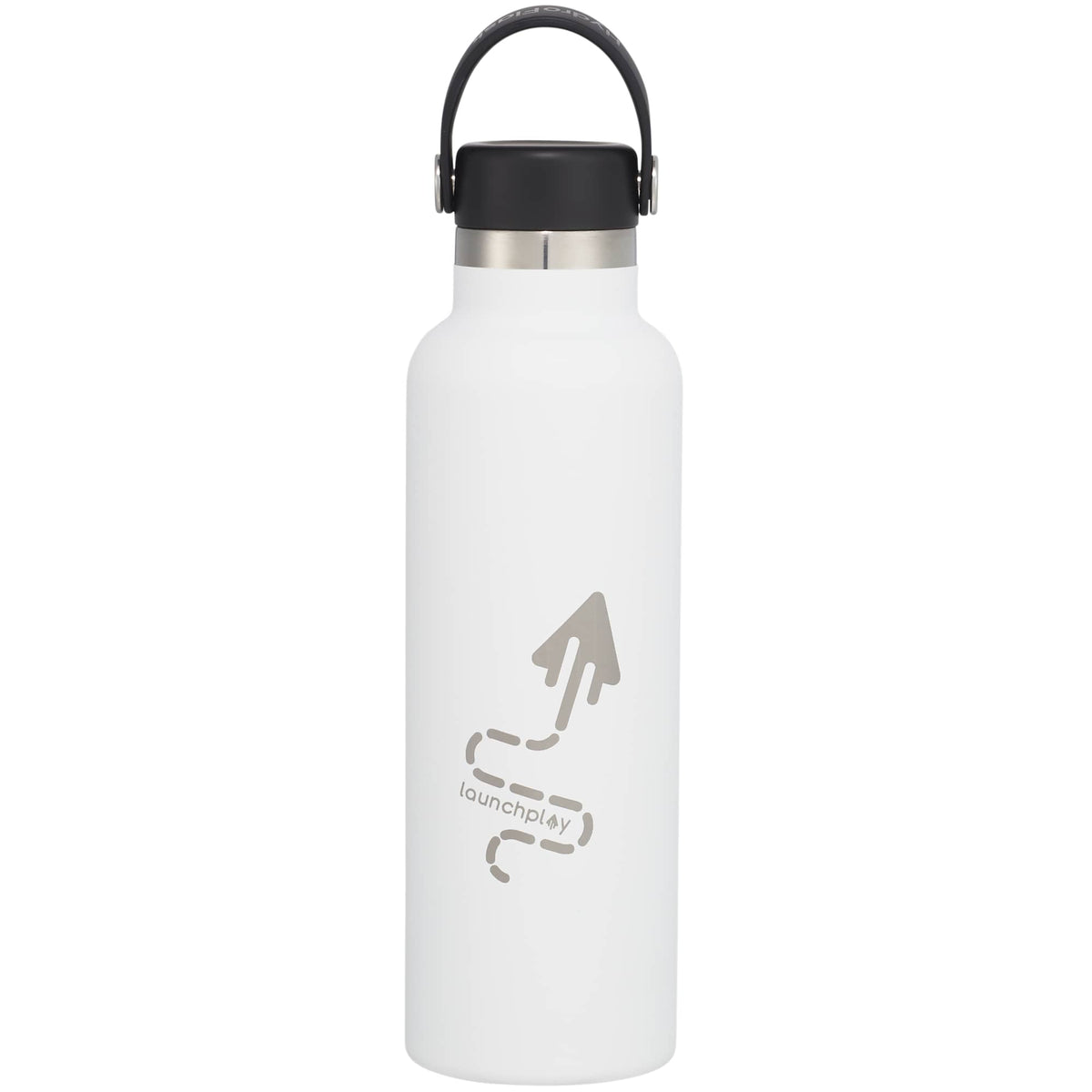 Hydro Flask Standard Mouth Bottle with Flex Cap, 21 oz Laser Engraving - White - Front