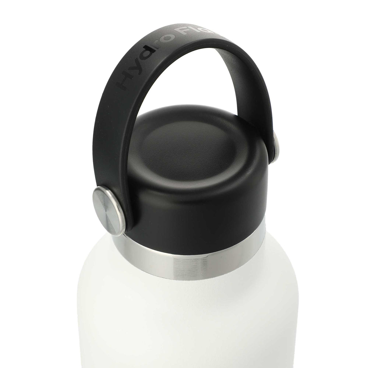 Hydro Flask Standard Mouth Bottle with Flex Cap, 21 oz Laser Engraving - White - Right Angle