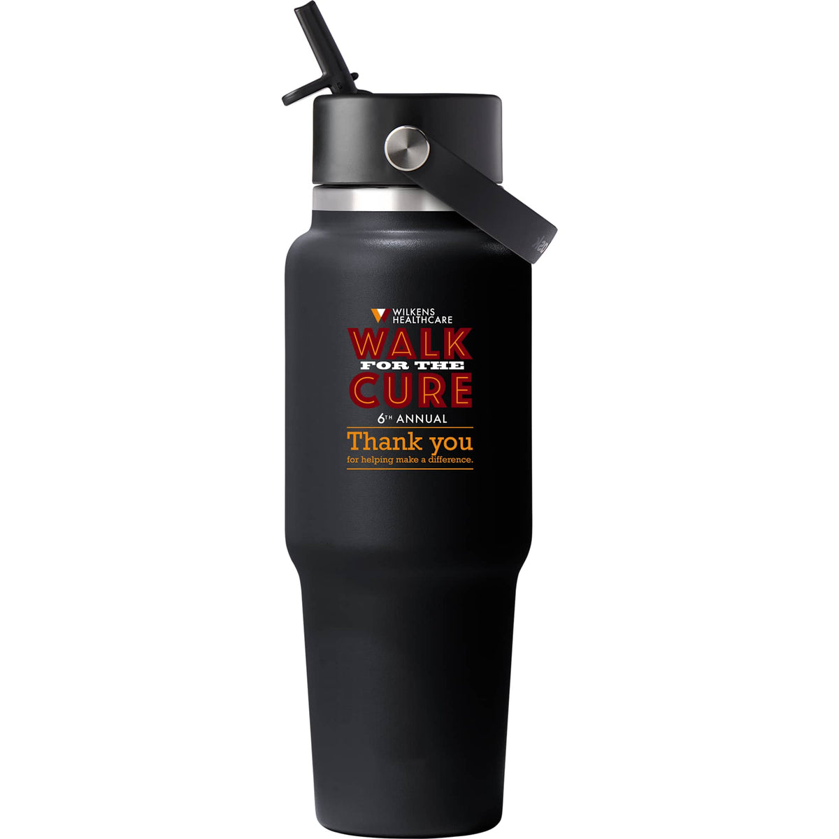 Hydro Flask Travel Bottle with Flex Straw Cap, 32 oz Full Color - Black - Front