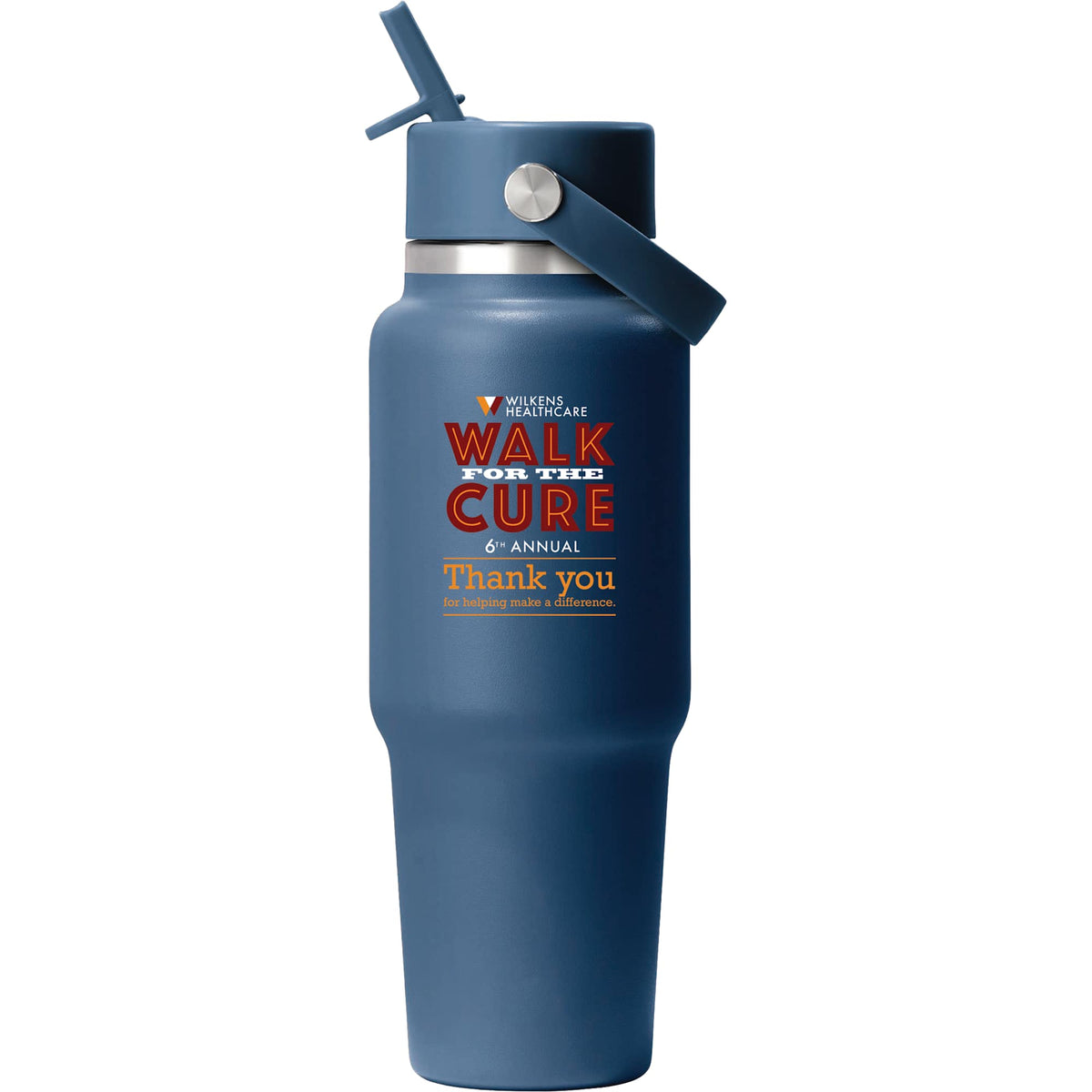 Hydro Flask Travel Bottle with Flex Straw Cap, 32 oz Full Color - Harbor Blue - Front