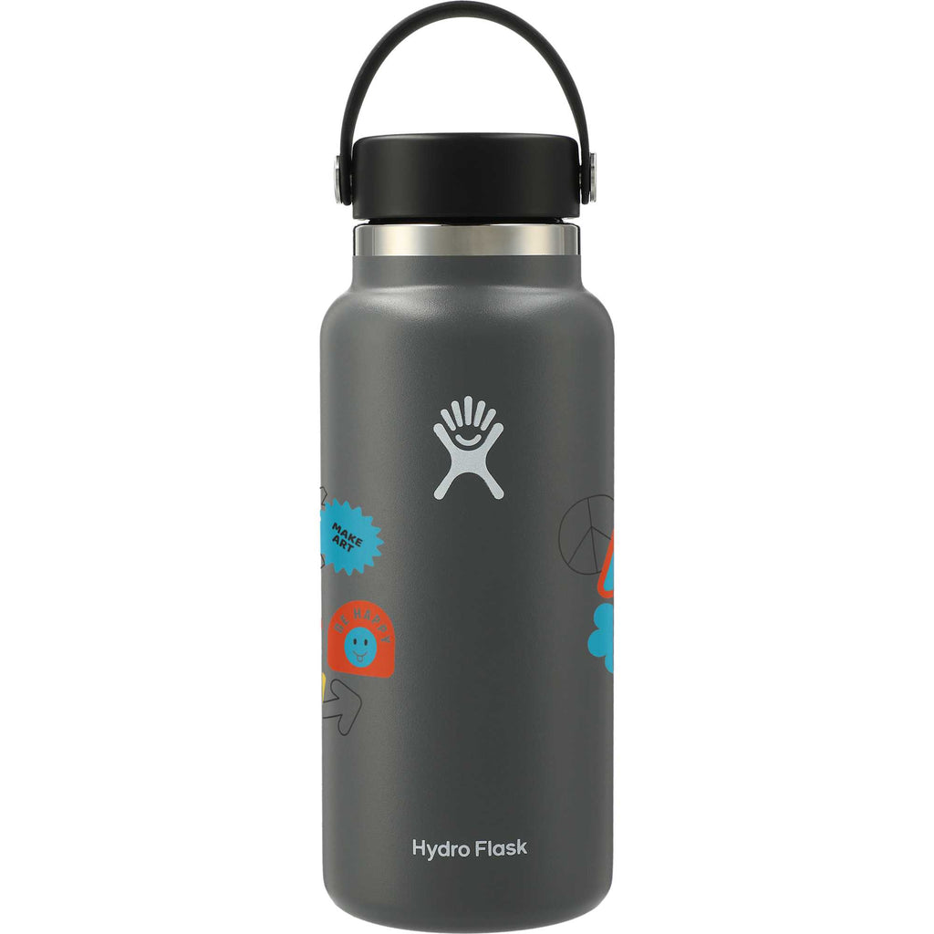 Hydro Flask Wide Mouth Bottle with Flex Cap, 32 oz Full Color - Stone - Back