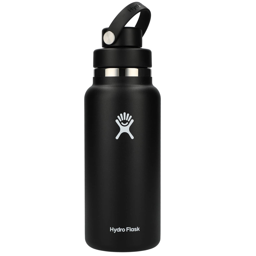 Hydro Flask Wide Mouth Bottle with Flex Chug Cap, 32 oz Full Color - Black - Back 2