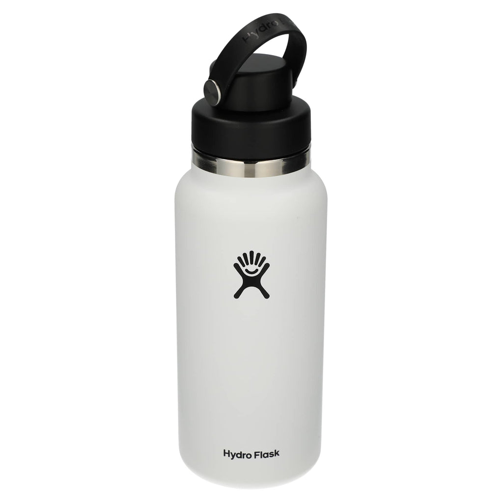 Hydro Flask Wide Mouth Bottle with Flex Chug Cap, 32 oz Full Color - White - Back