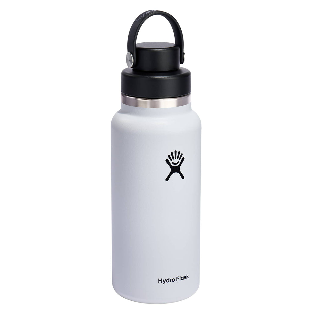 Hydro Flask Wide Mouth Bottle with Flex Chug Cap, 32 oz Full Color - White - Right Angle