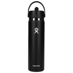 Hydro Flask Wide Mouth Bottle with Flex Straw Cap, 24 oz Laser Engraving - Black - Back 2