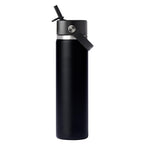 Hydro Flask Wide Mouth Bottle with Flex Straw Cap, 24 oz Laser Engraving - Black - Back 3