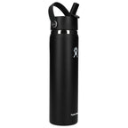 Hydro Flask Wide Mouth Bottle with Flex Straw Cap, 24 oz Laser Engraving - Black - Right Angle 3