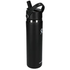 Hydro Flask Wide Mouth Bottle with Flex Straw Cap, 24 oz Laser Engraving - Black - Right Angle