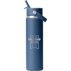 Hydro Flask Wide Mouth Bottle with Flex Straw Cap, 24 oz Laser Engraving - Harbor Blue - Front