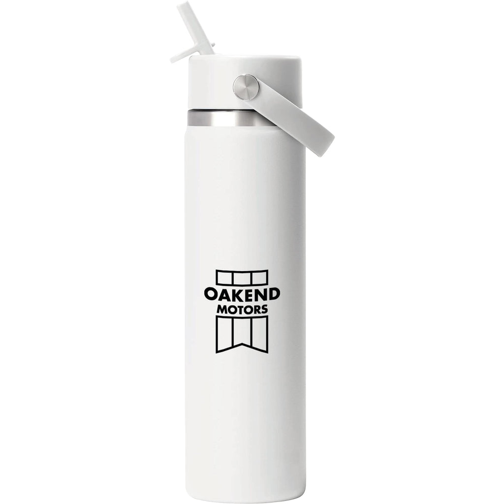Hydro Flask Wide Mouth Bottle with Flex Straw Cap, 24 oz Laser Engraving - White - Front