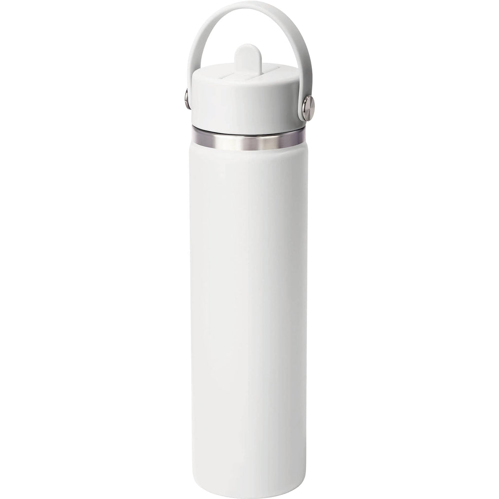 Hydro Flask Wide Mouth Bottle with Flex Straw Cap, 24 oz Laser Engraving - White - Right Angle 3