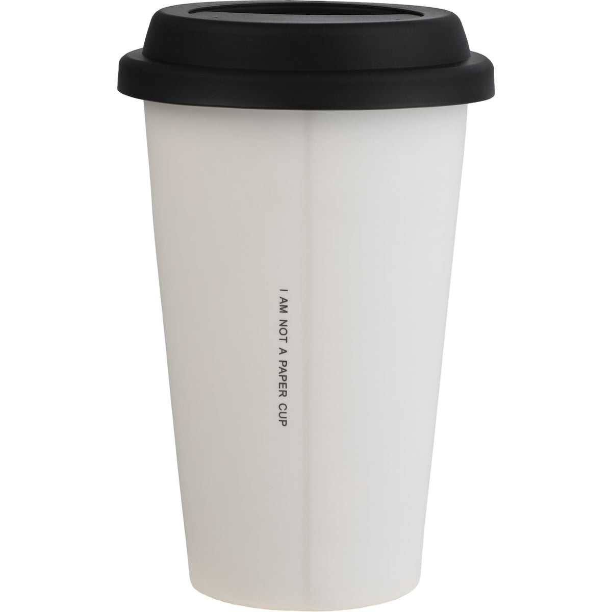 I'm Not a Paper Cup Ceramic Tumbler with Silicone Lid, 10 oz - White - Back