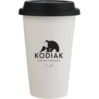 I'm Not a Paper Cup Ceramic Tumbler with Silicone Lid, 10 oz - White - Front