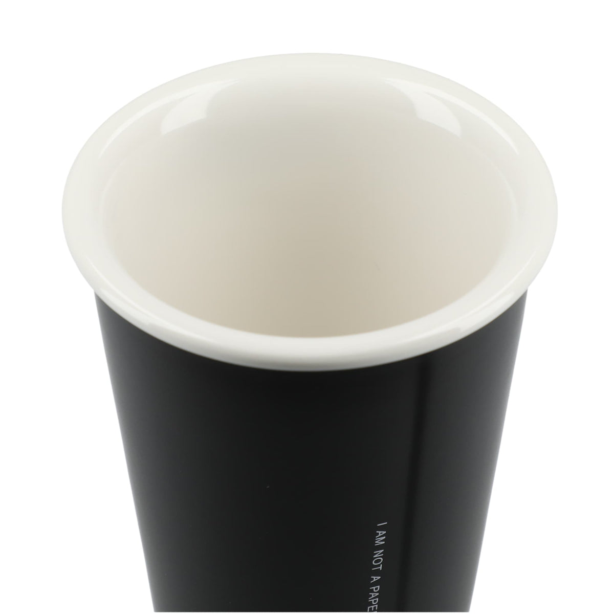 I'm Not a Paper Cup Double-Wall Ceramic Tumbler, 10 oz - Black - Top 2