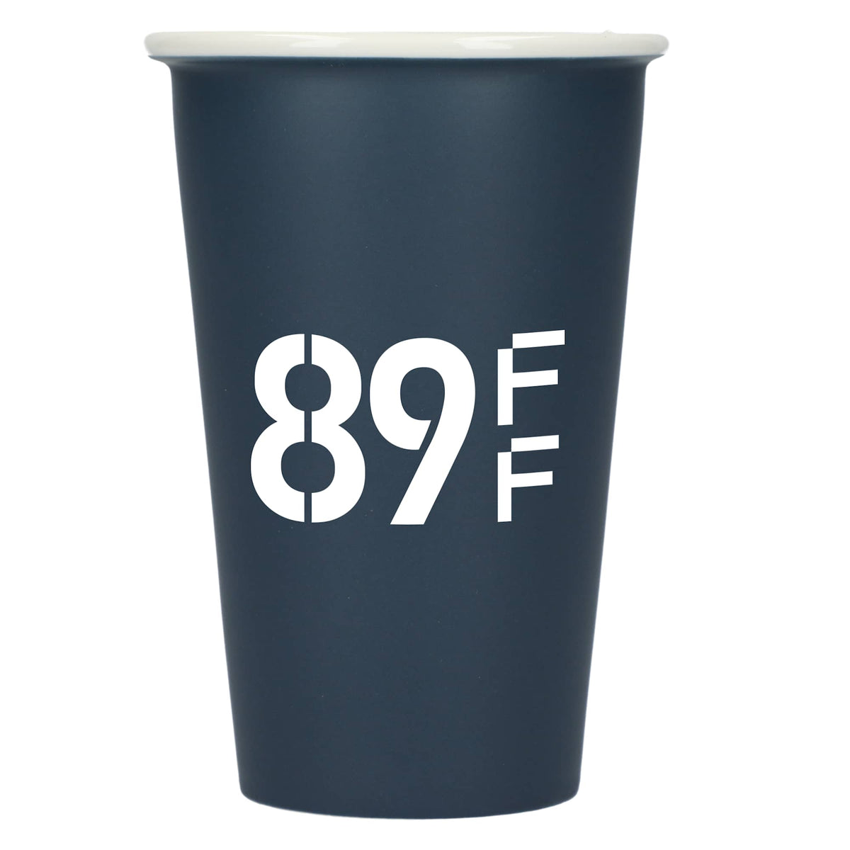 I'm Not a Paper Cup Double-Wall Ceramic Tumbler, 10 oz - Navy - Front 2